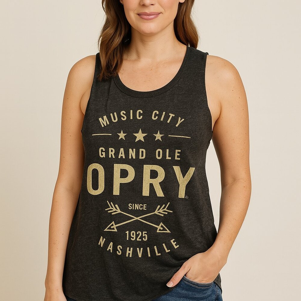 Women’s Grand Ole Opry Graphic Tank Top Gray Size Medium (NWT)